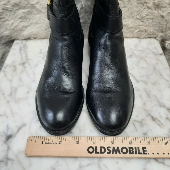 Ralph Lauren Boots MICAH Women's Knee High Tall Riding Black Leather Zipper 7B - Picture 2 of 9